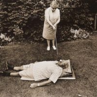 ©Les Krims, Mrs. Braverman, an early feminist, teeing golf balls in her husband's mouth, Rochester, New York , 1969.
