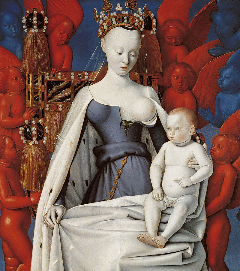 Particolare del "Dittico del Melun" di Jean Fouquet, 1450 (Koninklijk Museum voor Schone Kunsten, Anversa) Madonna del latte